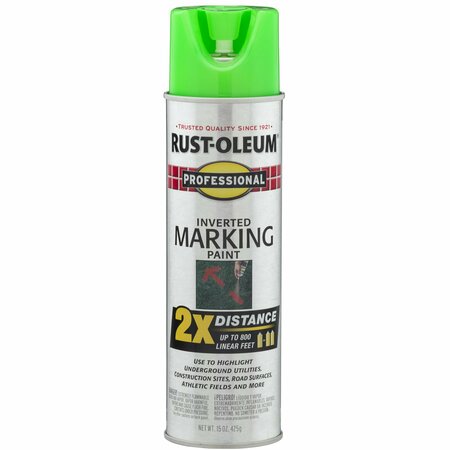 RUST-OLEUM Inverted Marking Paint, 15 Oz, Fluorescent Green 266574
